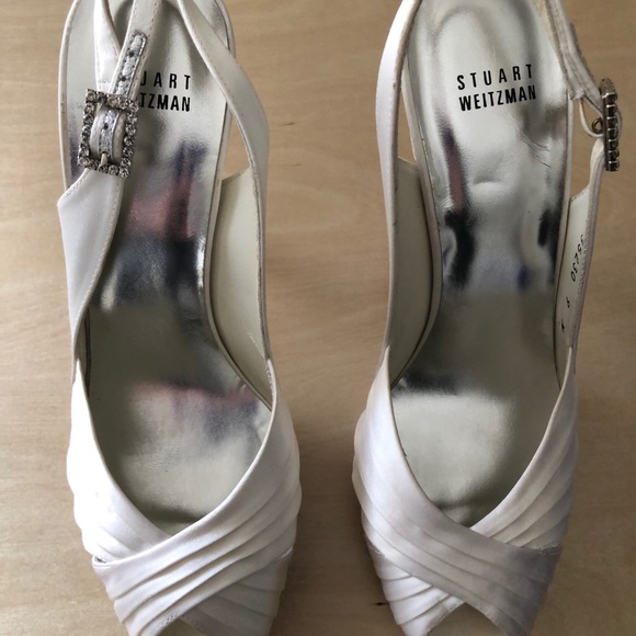 Stuart Weitzman Glowicky Ivory Satin Pumps Size 9 - Picture 3 of 8